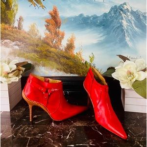 💋 Lucchese Charlie 1 Horse handcraft Vintage Heels Western Boots 10 red RARE💋